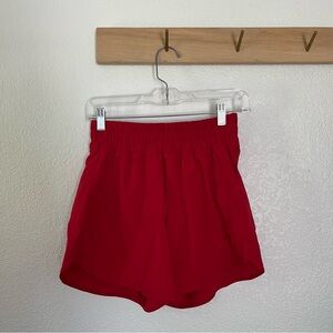 Lululemon Track That High-Rise Lined Short 5" in red